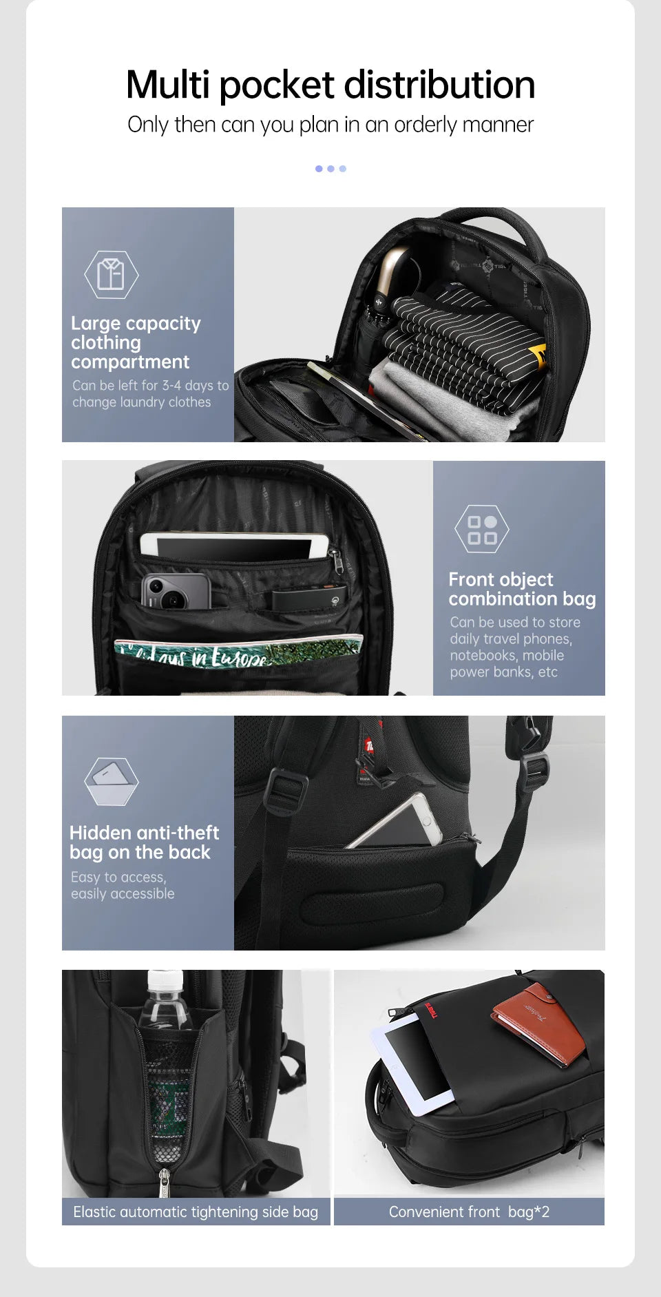 Tigernu Anti-theft Backpacks Large Capacity Bag 15.6 17 19inch Laptop Backpack For Men Travel Backpack Women Bag Female Knapsack