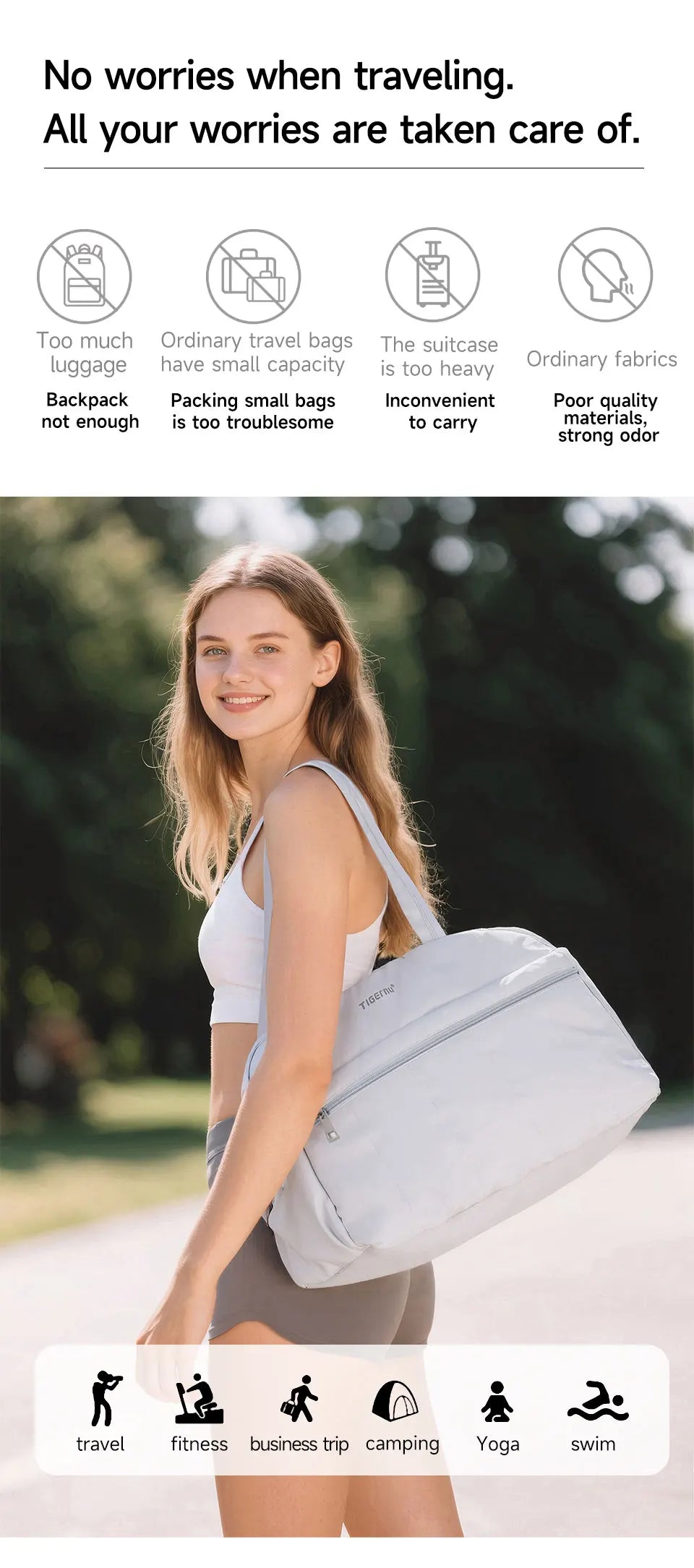 Tigernu Women Tote Bags Large Capacity Handbag Female Bags Lightweight Travel Duffle Bag Large Capacity Storage Luggage Handbag