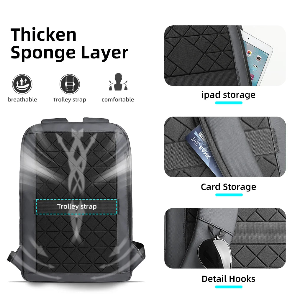 HK Lightweight Business Backpack Men Waterproof 15.6 inch Laptop Backpack with USB Port Anti-theft College Computer Bag for Work