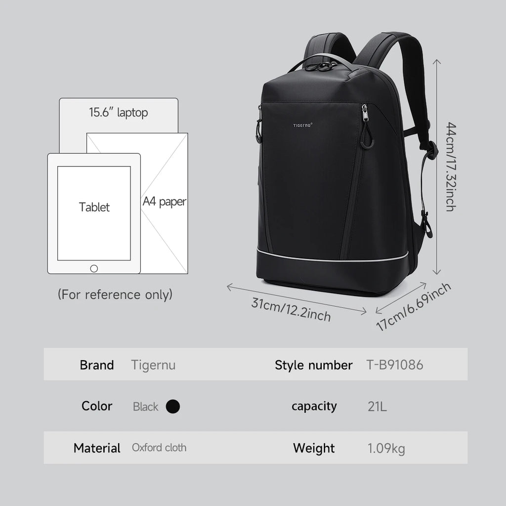 Tigernu Durable Fashion Backpack Men Large‑Capacity Travel Backpack With Shoes Pocket 180° Opening Bags Male School Backpack Lap