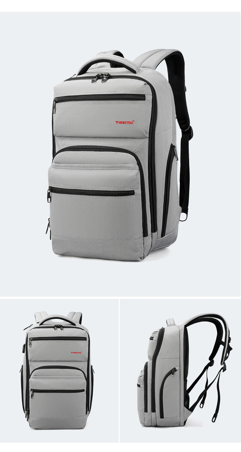 Tigernu Anti Theft Men Backpacks USB Charger Mochila 15.6inch Laptop Backpack Travel Backpacks Casual College Schoolbag Knapsack