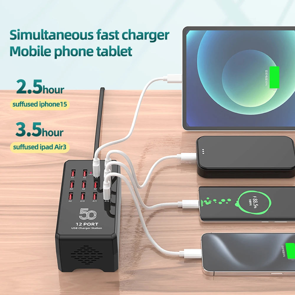 USB Charger 12/30 Ports Universal Wall Desktop Fast Charging Station Dock for Mobile Phone Power Adapter