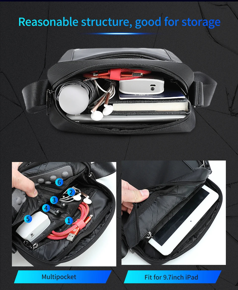 Tigernu Men's Shoulder Bag Male Business Bag Messenger Bag Waterproof Crossbody Bags For Men Lightweight Shoulder Sling Bag Male