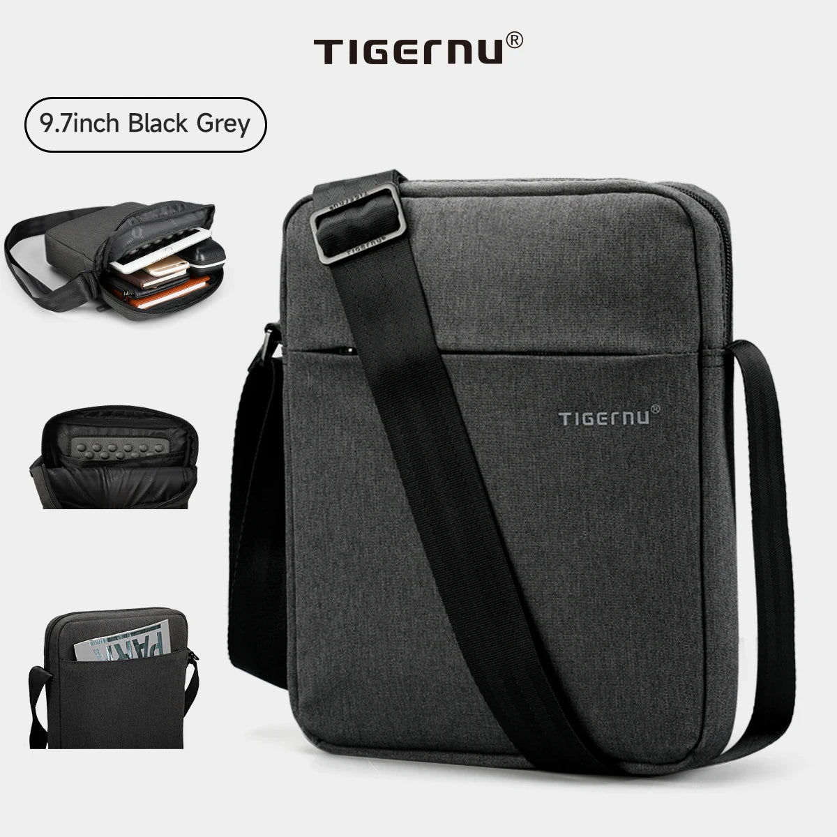 Tigernu Men Messenger Bags Waterproof Shoulder Bags For Men 9.7 11inch IPad Bag Male Business Bags Crossbody Bag Slingbag Mini