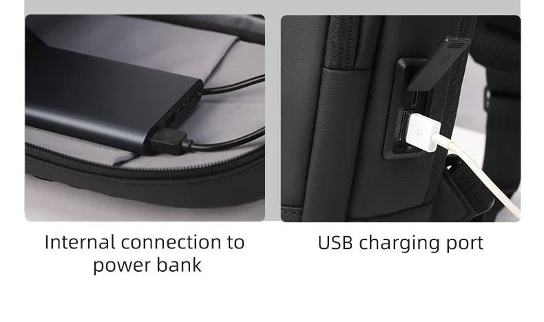HK Waterproof Men's Shoulder Bag Lightweight Crossbody Bag Oxford Casual Satchel with USB Port Commute Business Chest Bag Male