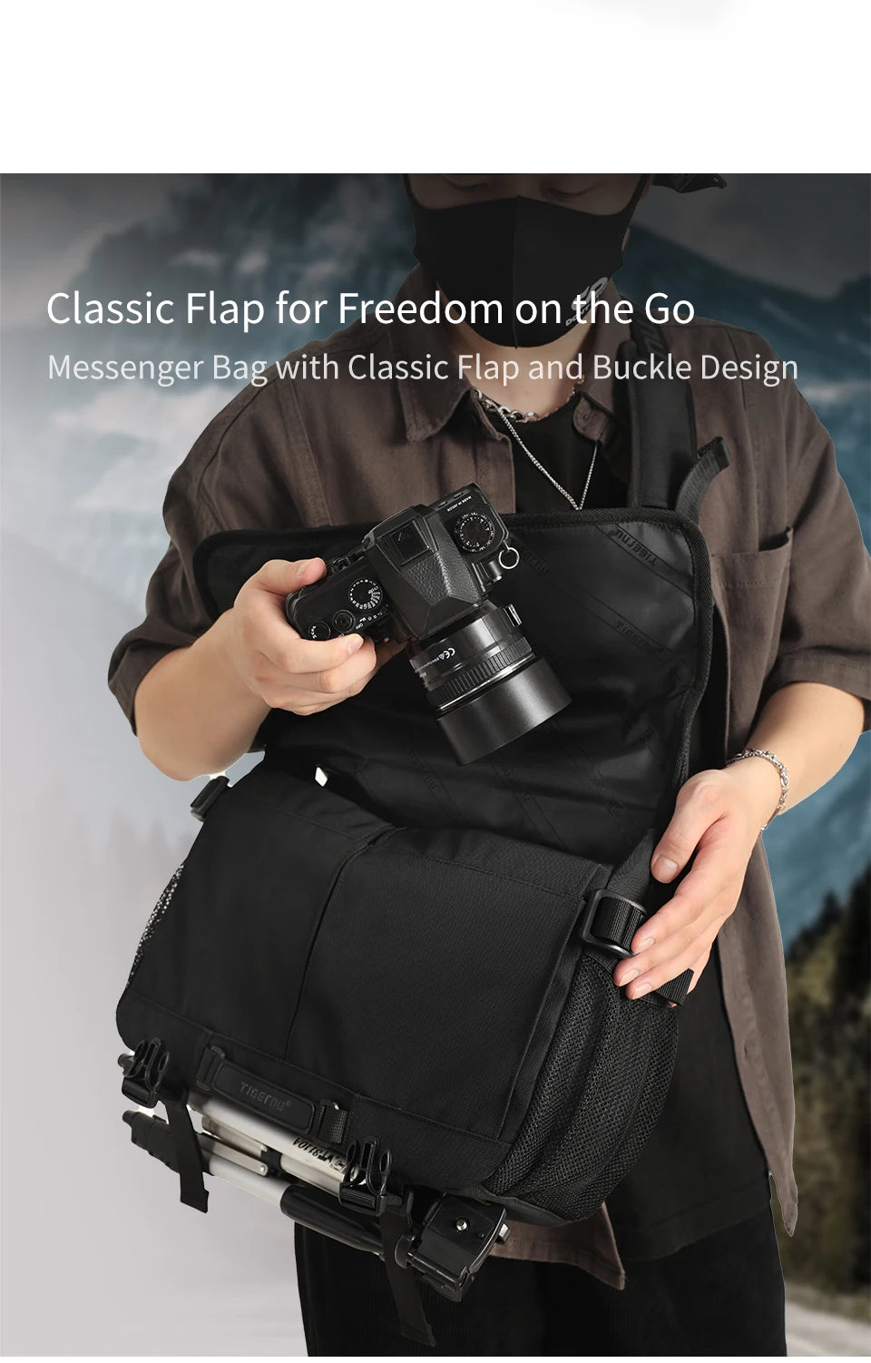 Tigernu Men's Shoulder Bags Waterproof Camera Bag Fashion Messenger Bags For Men Crossbody Bags Outdoor Pack Video Bags Travel