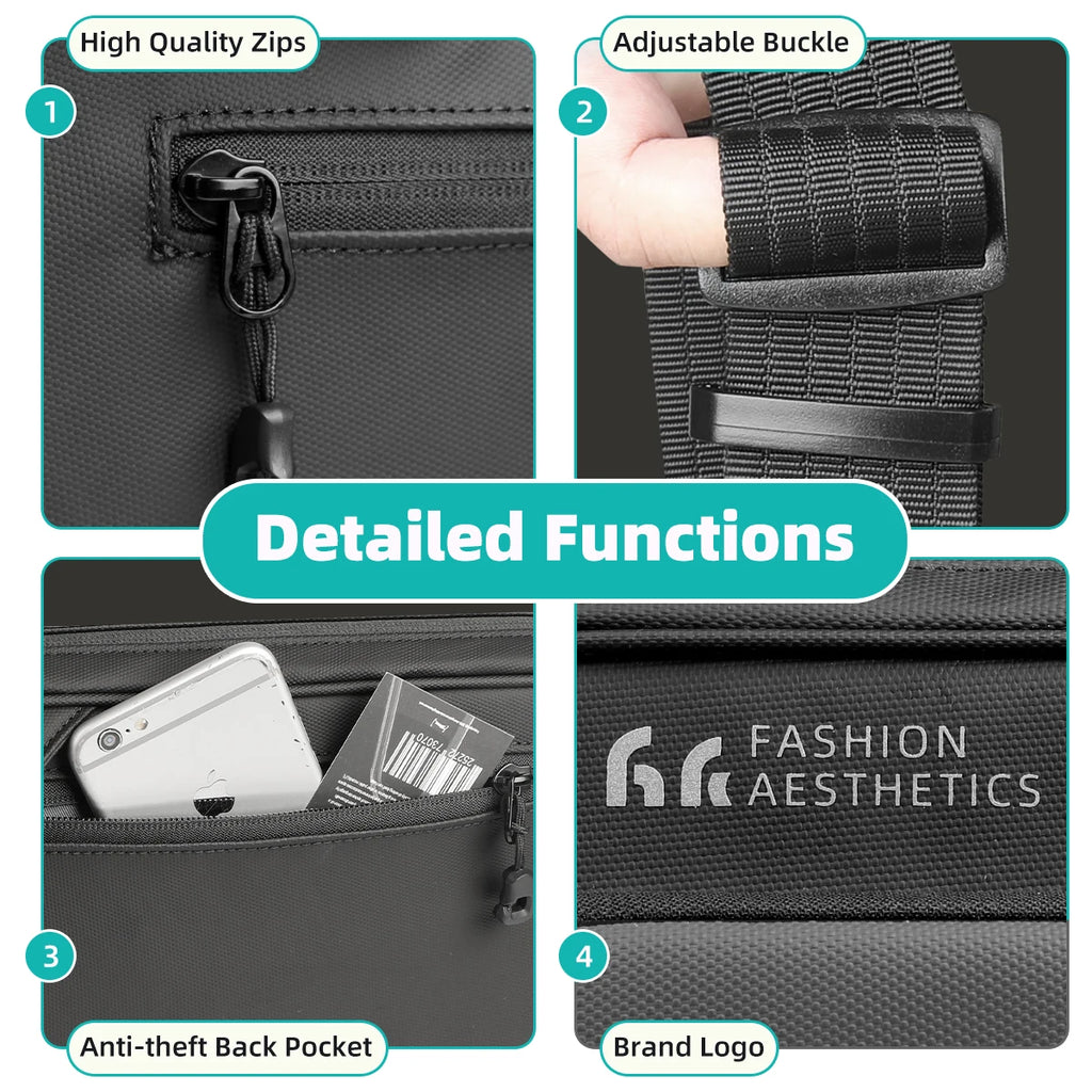 HK Lightweight Crossbody Bag For Men Waterproof Shoulder Messenger Bag Compatible With Handheld Game Console Travel Chest Pouch