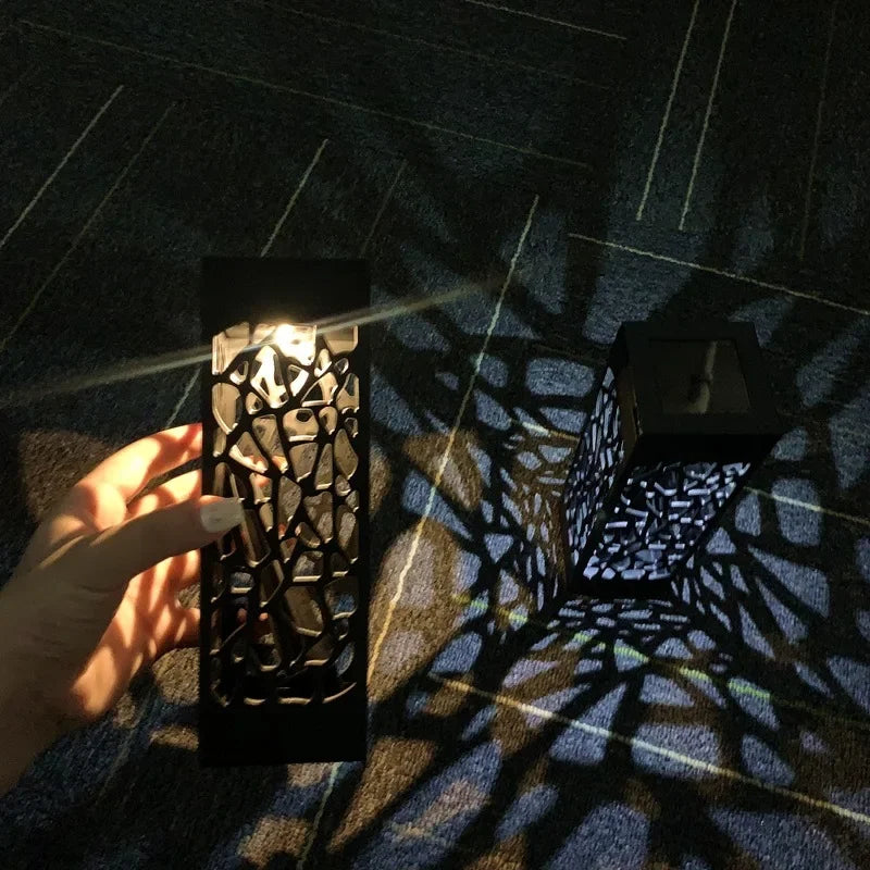 Solar Lawn Lights Outdoor Waterproof Garden Decoration LED Hollow Openwork Projection Light Yard Balcony Path Retro Night Lamp