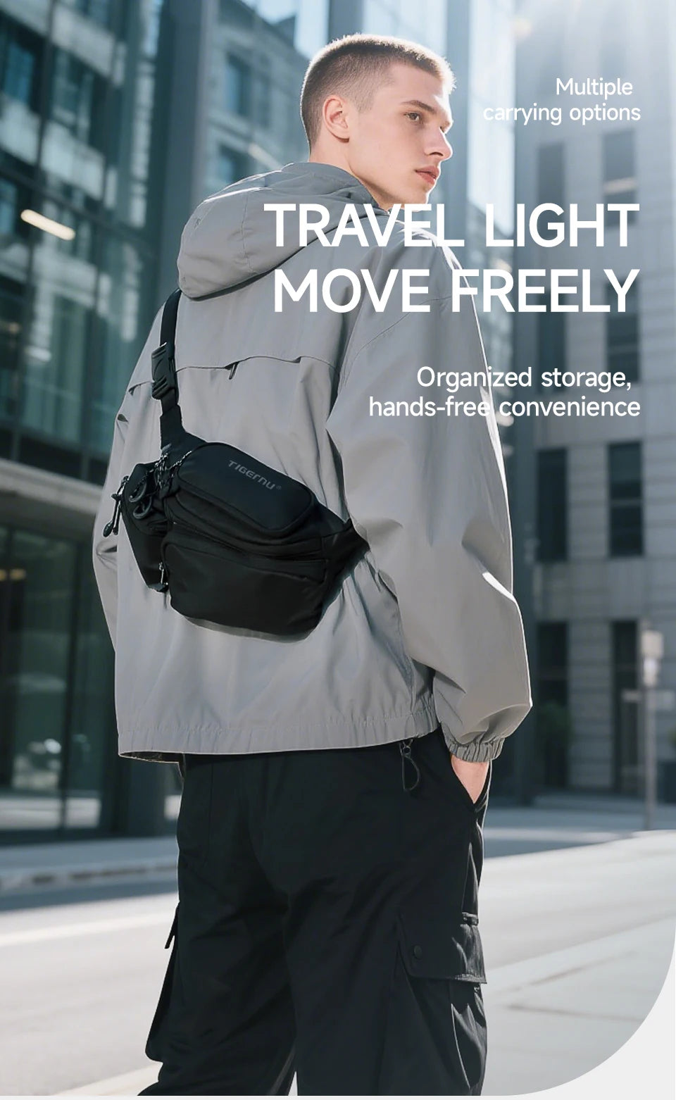 Tigernu Chest Bags Men's Shoulder Bag Fanny Packs For Men Hip Sack Crossbody Bag Men Sling Bag Men's Breasts Tactical Bags Male