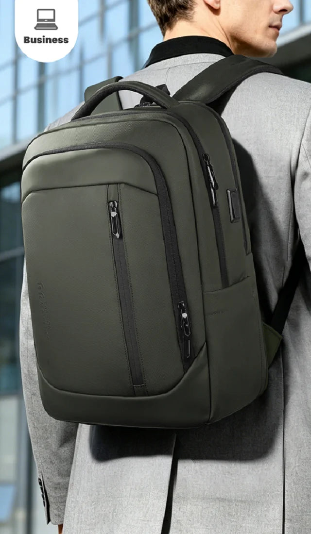HK Multi Pocket Business Backpack Waterproof 17 inch Laptop Backpack with USB Charging Port School Bag for Men Computer Rucksack
