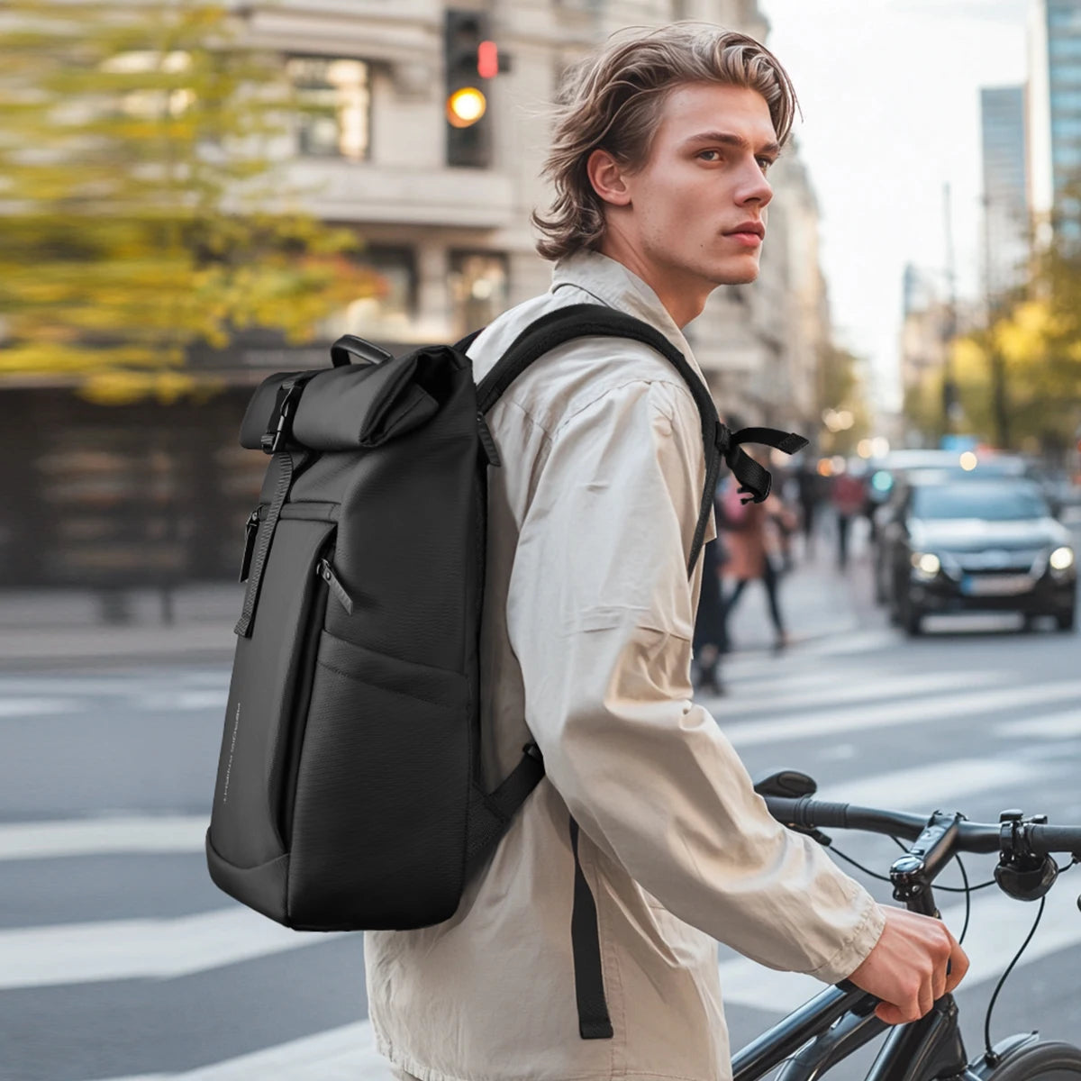 HK Multifunctional Travel Backpack for Men Large Roll-top Hiking Backpack Waterproof 15.6 Inch Laptop Bag Outdoor Sport Rucksack