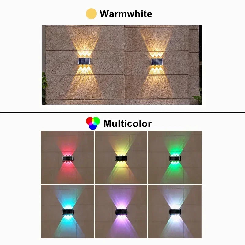 Solar Wall Washer Light Up and Down Lighting Outdoor Solar Fence Lights Waterproof Wall Lamp for Yard Garage Walkway Porch Decor