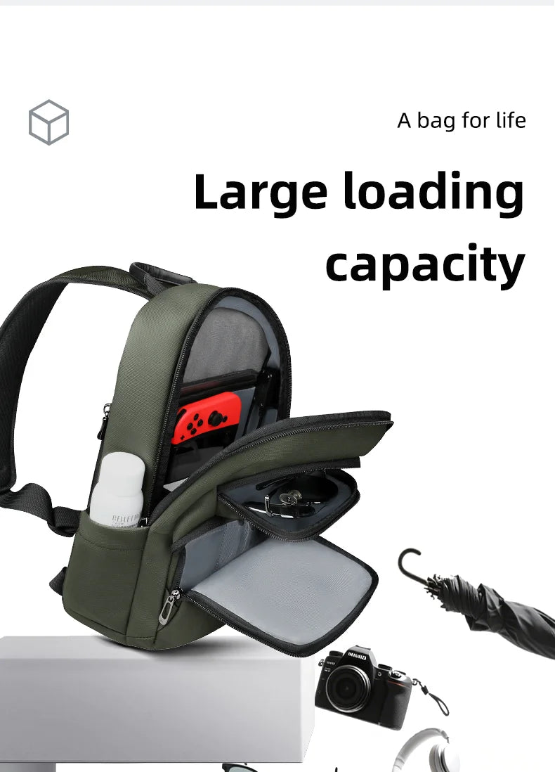 HK Lightweight Crossbody Bag for Men Waterproof Men's Shoulder Bag with USB Port Anti Theft Chest Sling Bags Commute Work Pouch