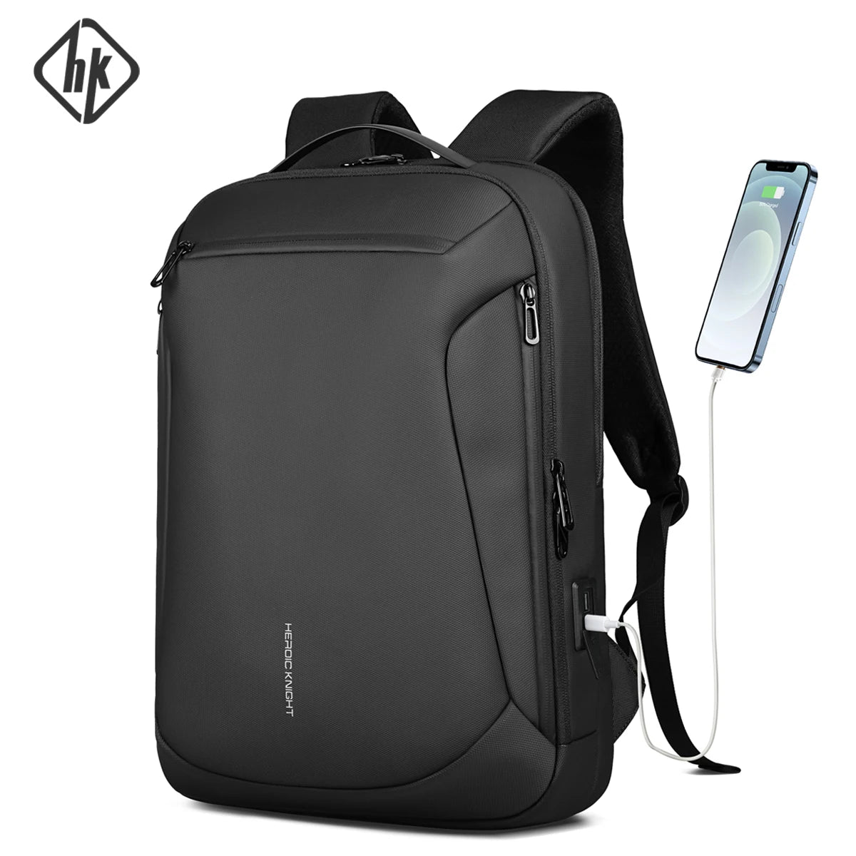 HK Minimalist Business Backpack Men Large Capacity Travel Backpack Waterproof 15.6 inch Laptop Bag with USB Port Daily Rucksack