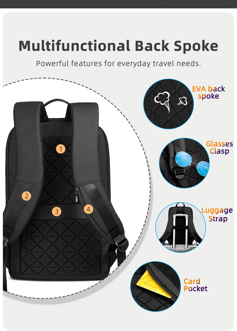 HK Slim Business Backpack for Men 17.3 inch Laptop Bag with USB Port Lightweight School Bag Waterproof Travel Backpacks for Work
