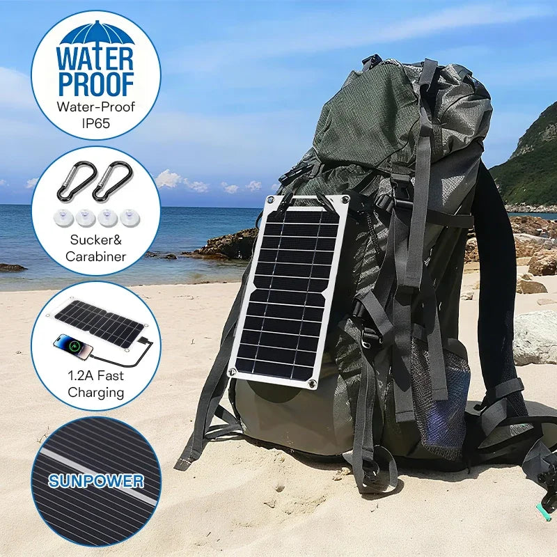 5V 35W Sunpower Portable Solar Panel With USB Safe Stabilize Charger For Phone Power Bank Outdoor Camping Home RV Gift Use