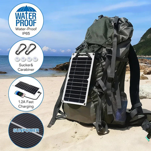 5V 35W Sunpower Portable Solar Panel With USB Safe Stabilize Charger For Phone Power Bank Outdoor Camping Home RV Gift Use