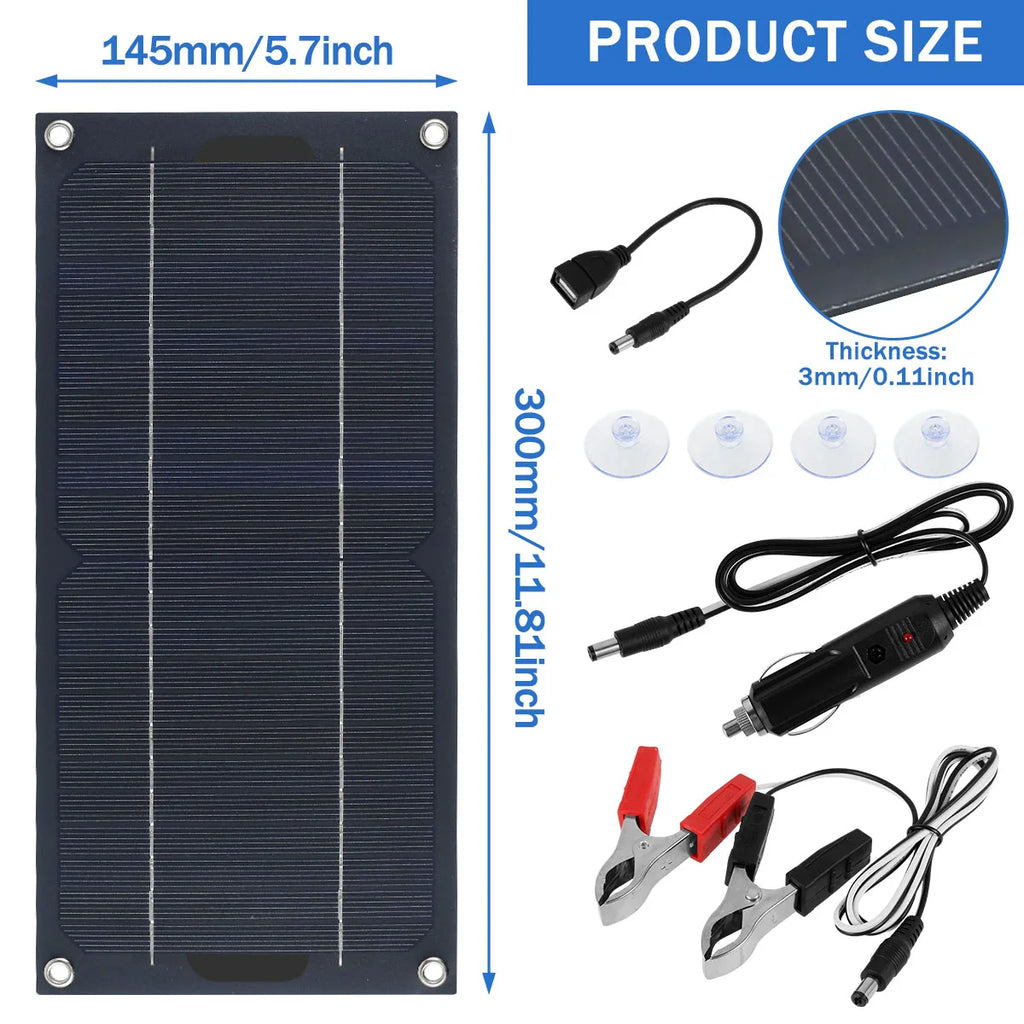 Solar Panel 12v Trickle Charger for Car Battery Solar Battery Maintainer Car Truck Boat RV Motorcycle Marine Trailer Power Bank