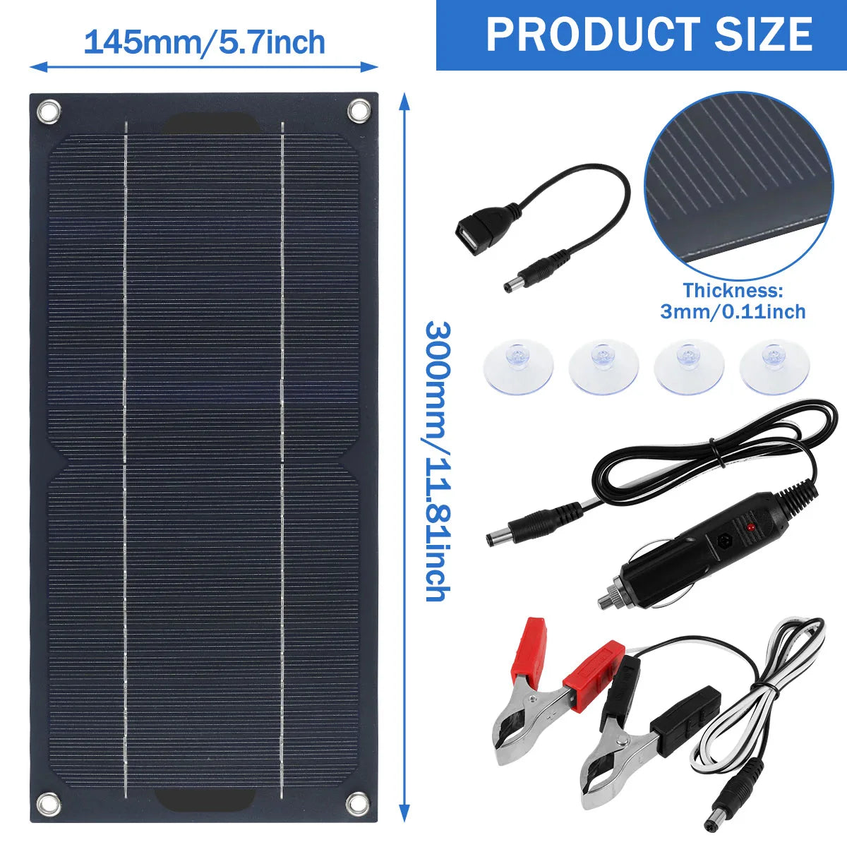 Solar Panel 12v Trickle Charger for Car Battery Solar Battery Maintainer Car Truck Boat RV Motorcycle Marine Trailer Power Bank