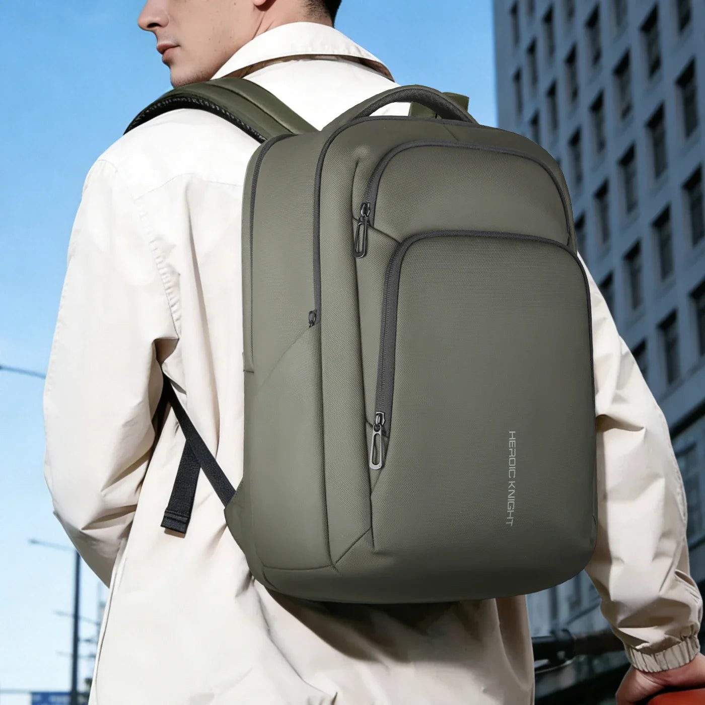 HK Casual Business Backpack for Men Travel Daypack Waterproof 17.3 Inch Laptop Bag for Work Office College Bag with USB Charging