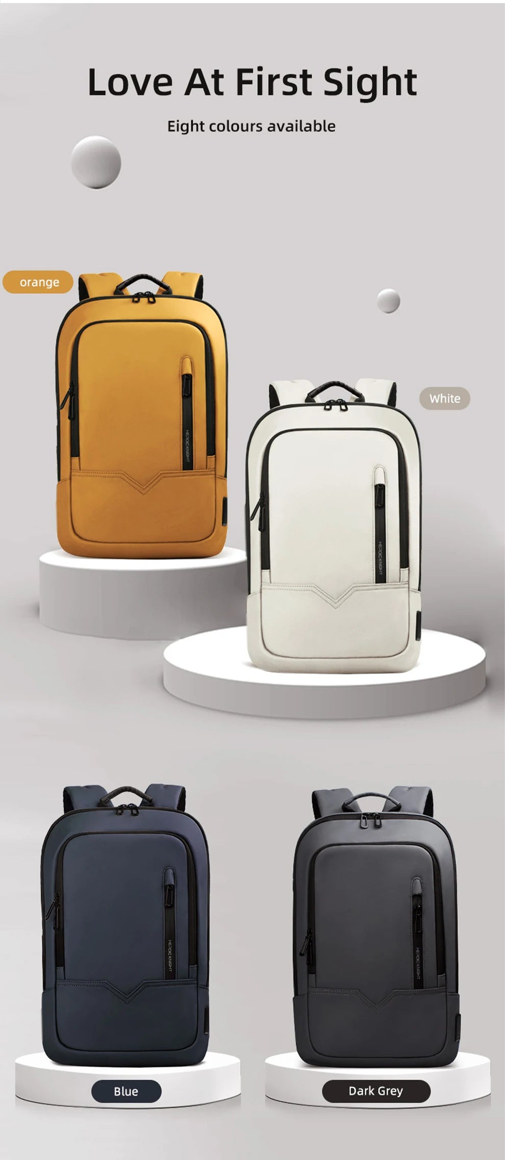 HK Slim Business Backpack for Men 17.3 inch Laptop Bag with USB Port Lightweight School Bag Waterproof Travel Backpacks for Work