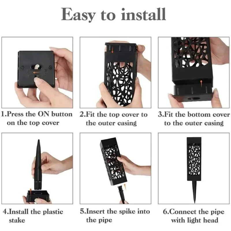 Solar Lawn Lights Outdoor Waterproof Garden Decoration LED Hollow Openwork Projection Light Yard Balcony Path Retro Night Lamp