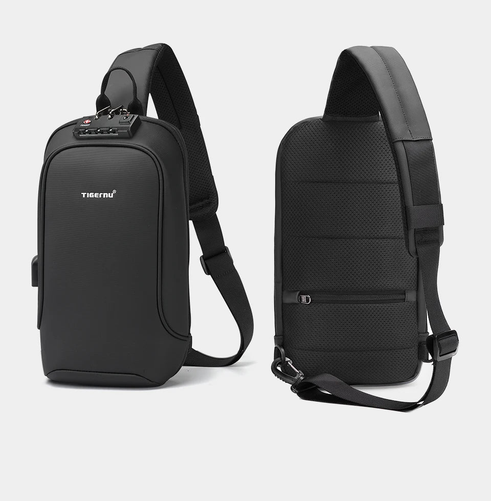 Tigernu Fashion Chest Bags Men High Quality Crossbody Bag Splashproof Chest Bag Anti-theft USB Charging Casual Shoulder Bag Male