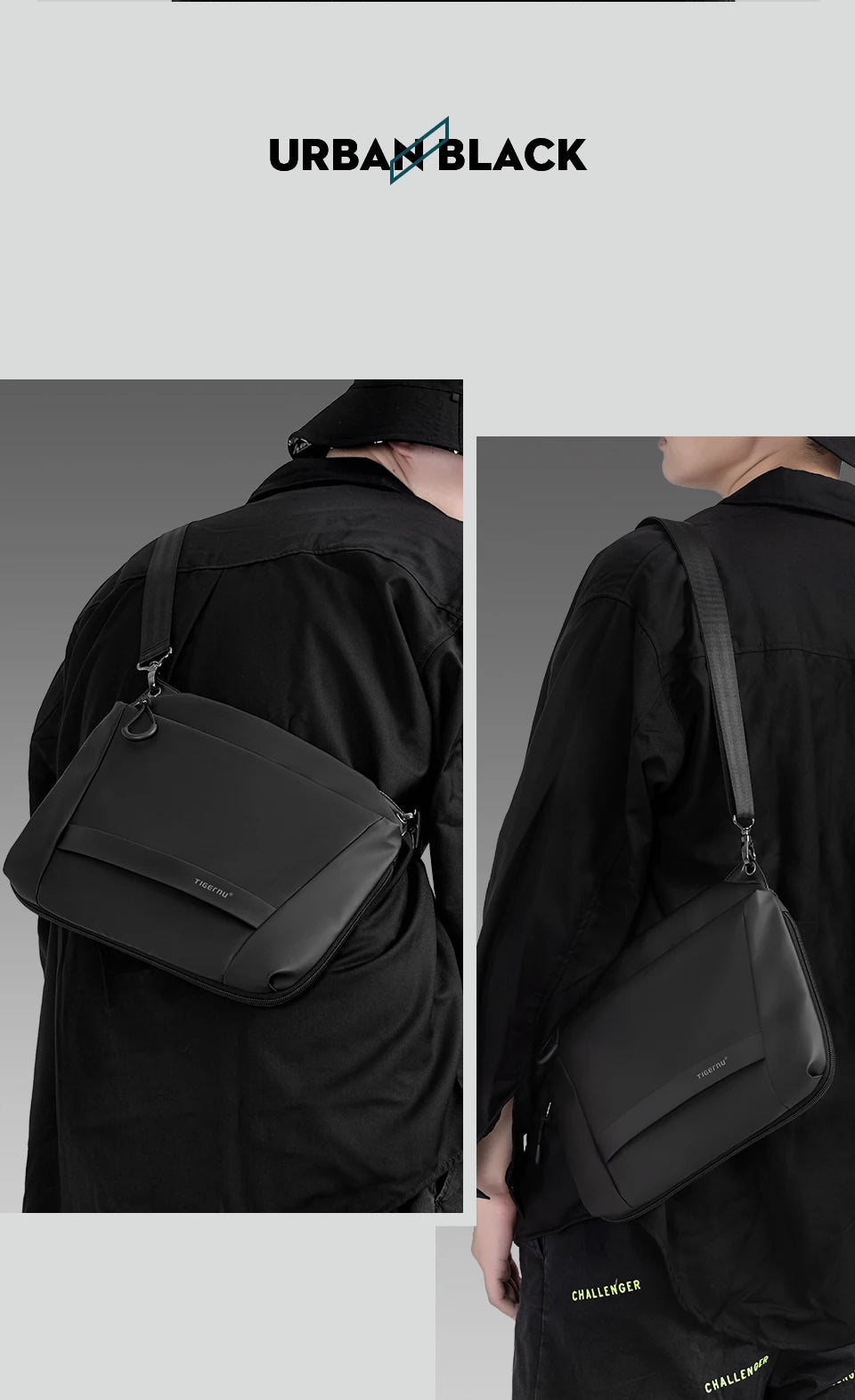 Tigernu Men Crossbody Bags 9inch Tablet Bag Shoulder Bags For Men Fashion Expandable Bags Handbag Sling Bags For College TPU Bag