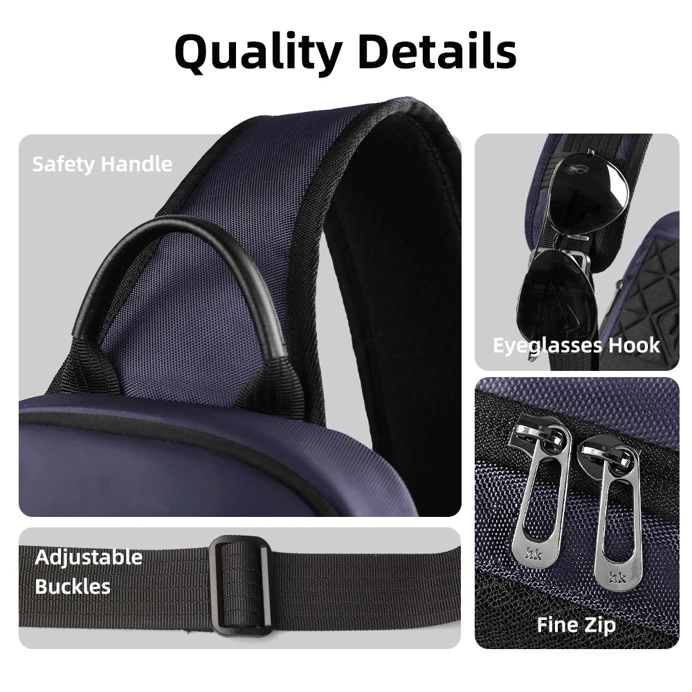 HK Multifunction Men's Shoulder Bag Oxford Crossbody Bag with USB Port Waterproof Chest Bag for Men Casual Phone Pouch SlingPack