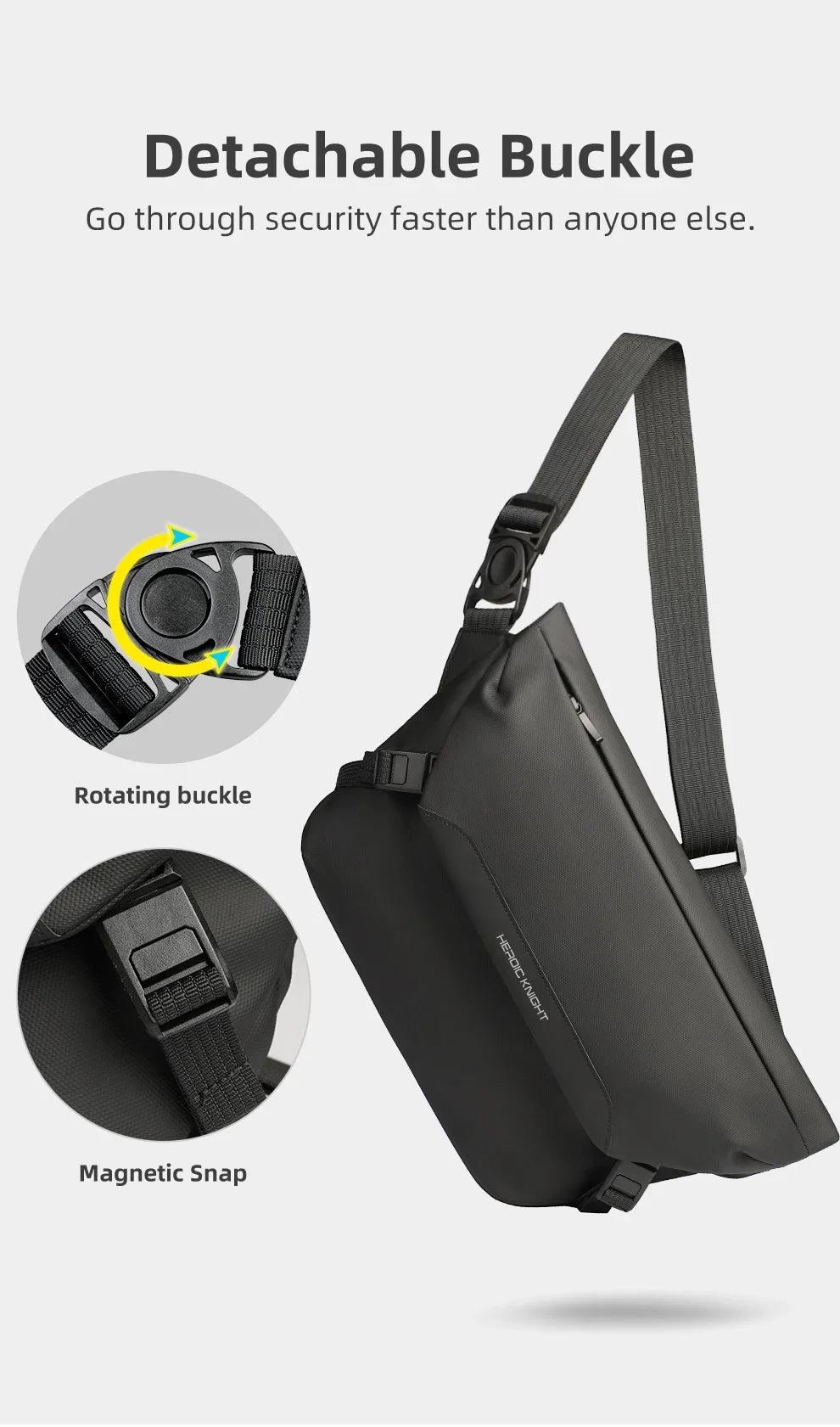 HK Minimalist Crossbody Bag for Men Waterproof Shoulder Messenger Bag Lightweight Sling Pack Casual Travel Chest Bag Shool Bag