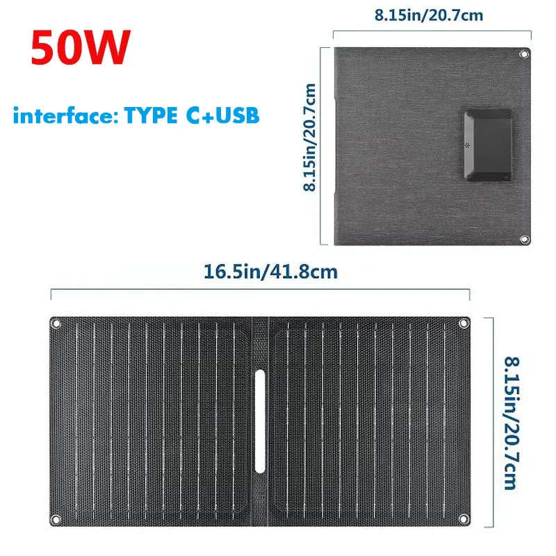 80W Folding Solar Panel IP65 Waterproof Portable Solar Panel Charger Solar Cell for Cell Phone Laptop Backpacking Camping Hiking