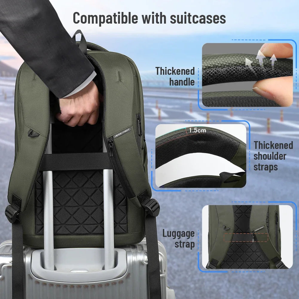 HK Casual Business Backpack for Men Travel Daypack Waterproof 17.3 Inch Laptop Bag for Work Office College Bag with USB Charging