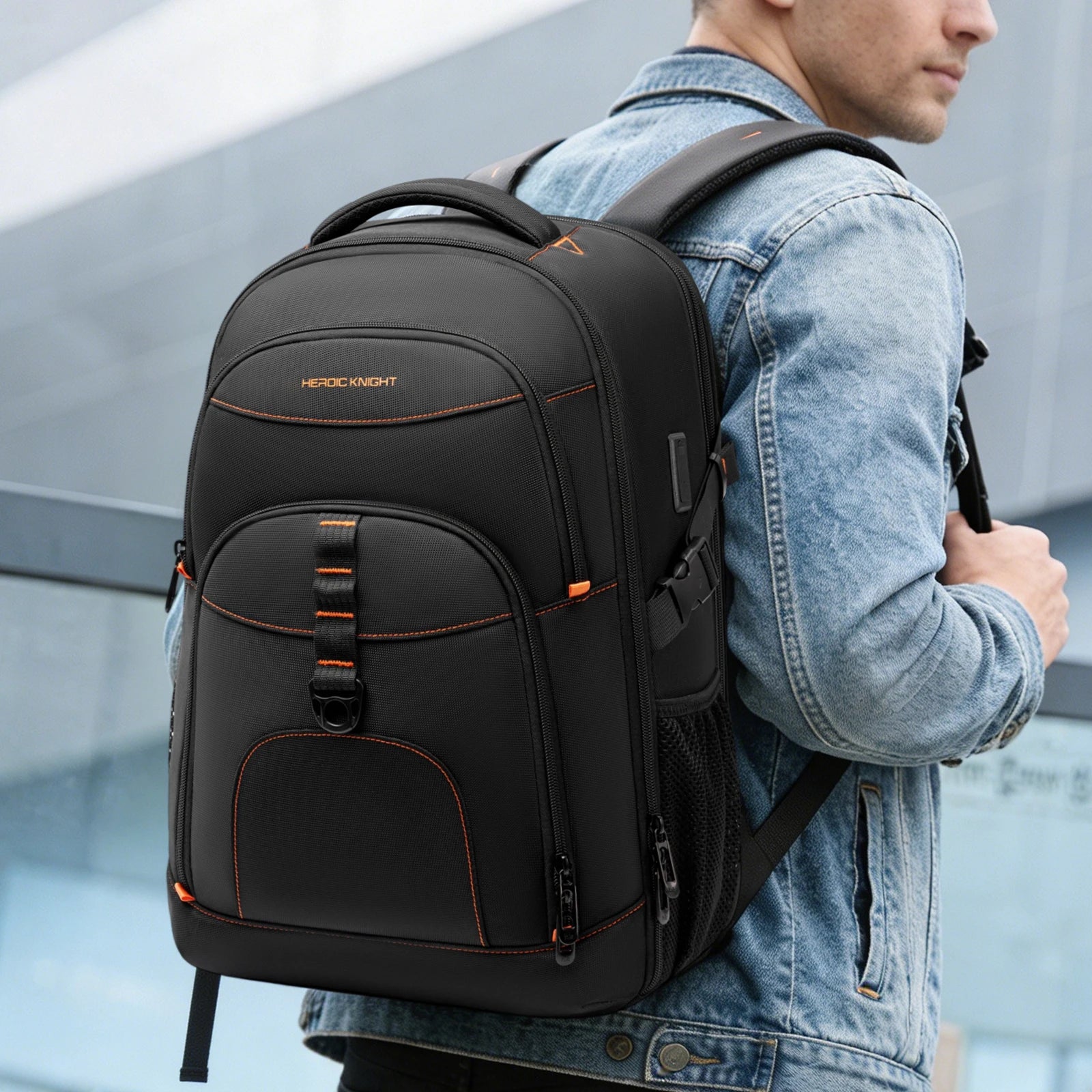 HK Waterproof Hiking Backpack Male Multifunctional Sports Camping Bag for Men Large Capacity Outdoor Rucksack with Bottle Holder