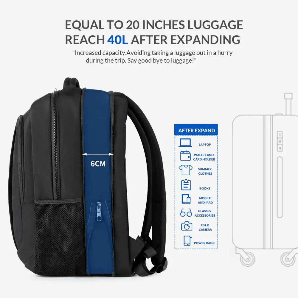 Tigernu Men's Backpacks 17.3 inch Laptop Backpack Bags For Men 39L Large Capacity Travel Bag Anti Theft Bags For School Knapsack
