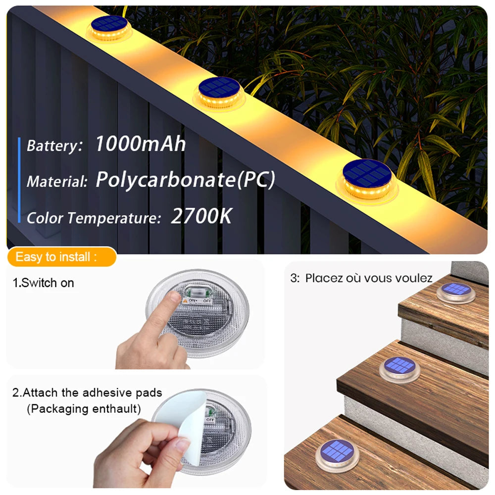Solar Driveway Lights Solar Dock Lights Blue Solar Deck Lights Outdoor IP68 Waterproof Stick Pathway Outdoor Solar Deck Lights