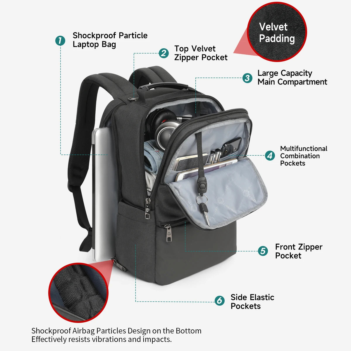 Tigernu Men Expandable Backpack 15.6-19inch Laptop Backpack For Men RFID Anti Theft Bag Travel Bag Schoolbag Cabin Bags Knapsack