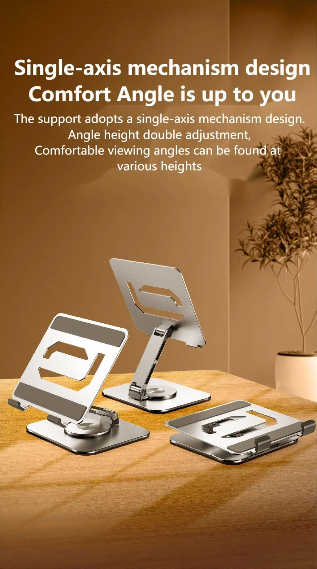 360° Rotation Tablet Stand for iPad, Adjustable Foldable Tablet Holder,Aluminum Phone Stand Compatible with iPad Pro/ Air/ Mini
