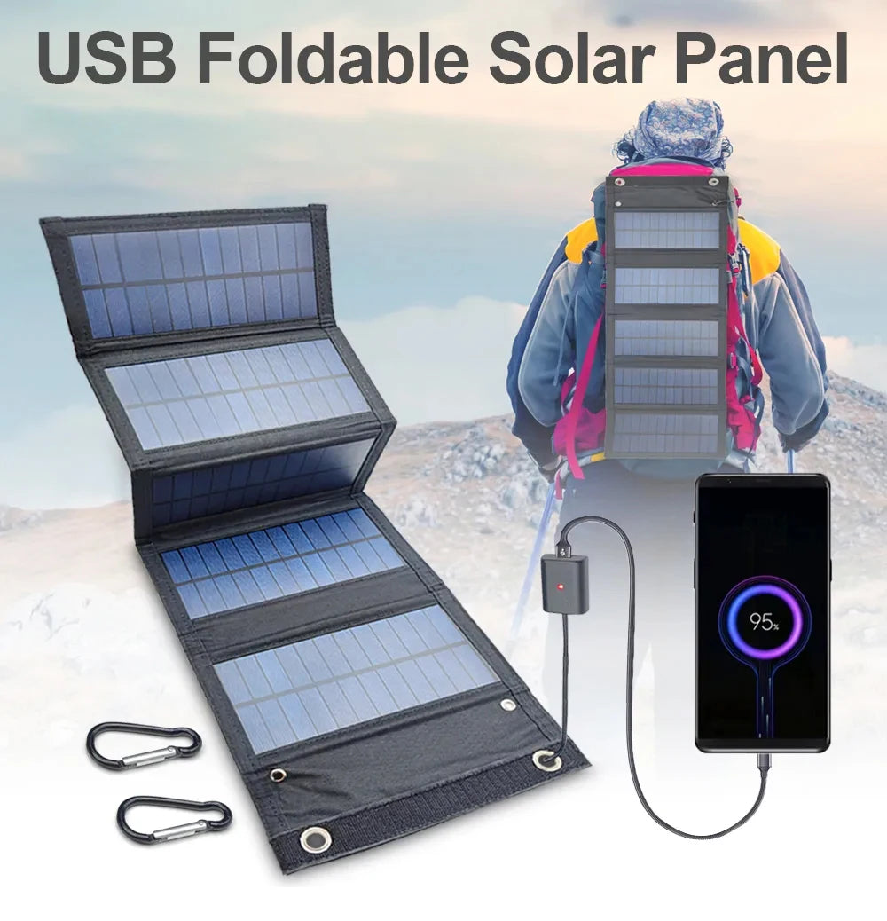 Portable USB Foldable Solar Panel, Folding Solar Panels For Travel, Mobile Phone Charging Bank, Flashlight, Fan, Mobile Phone Ba