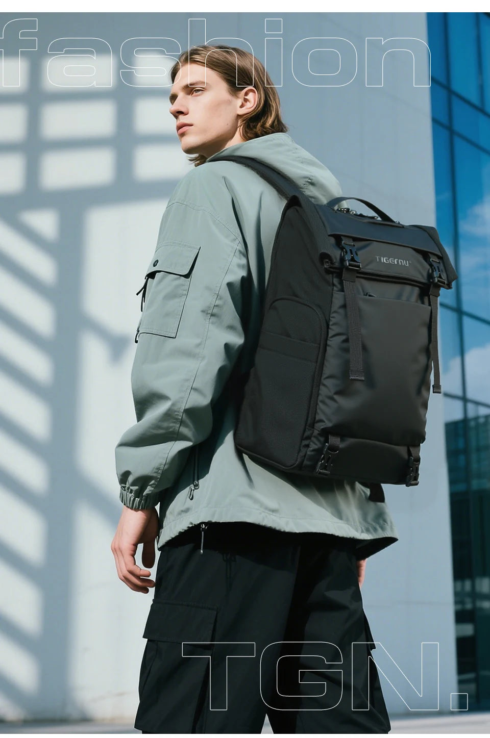 Tigernu Fashion School Backpacks Men TPU Waterproof Backpack Bags Commuting Business Backpacks Male Schoolbag Travel Cabin Bags