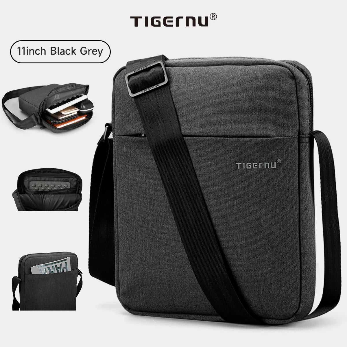 Tigernu Men Messenger Bags Waterproof Shoulder Bags For Men 9.7 11inch IPad Bag Male Business Bags Crossbody Bag Slingbag Mini