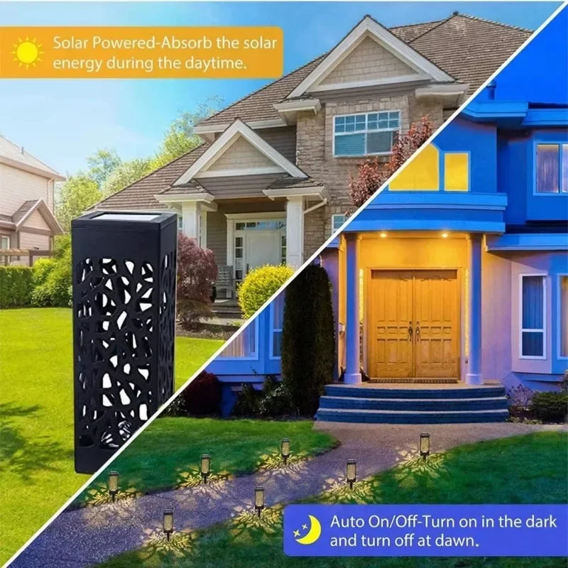 Solar Lawn Lights Outdoor Waterproof Garden Decoration LED Hollow Openwork Projection Light Yard Balcony Path Retro Night Lamp
