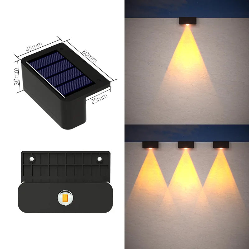 Solar Outdoor Wall Light Projector Waterproof Garden Lamp Patio Fence Decorative Hollow Lantern Lawn Yard Pathway Decor Lighting