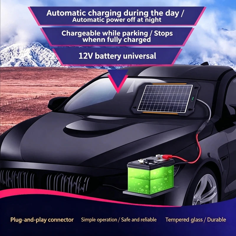 12V-18V Solar Panel Car Battery Trickle Charger with Smart Charging Controller for RV Travel Camping Hiking Power Supply