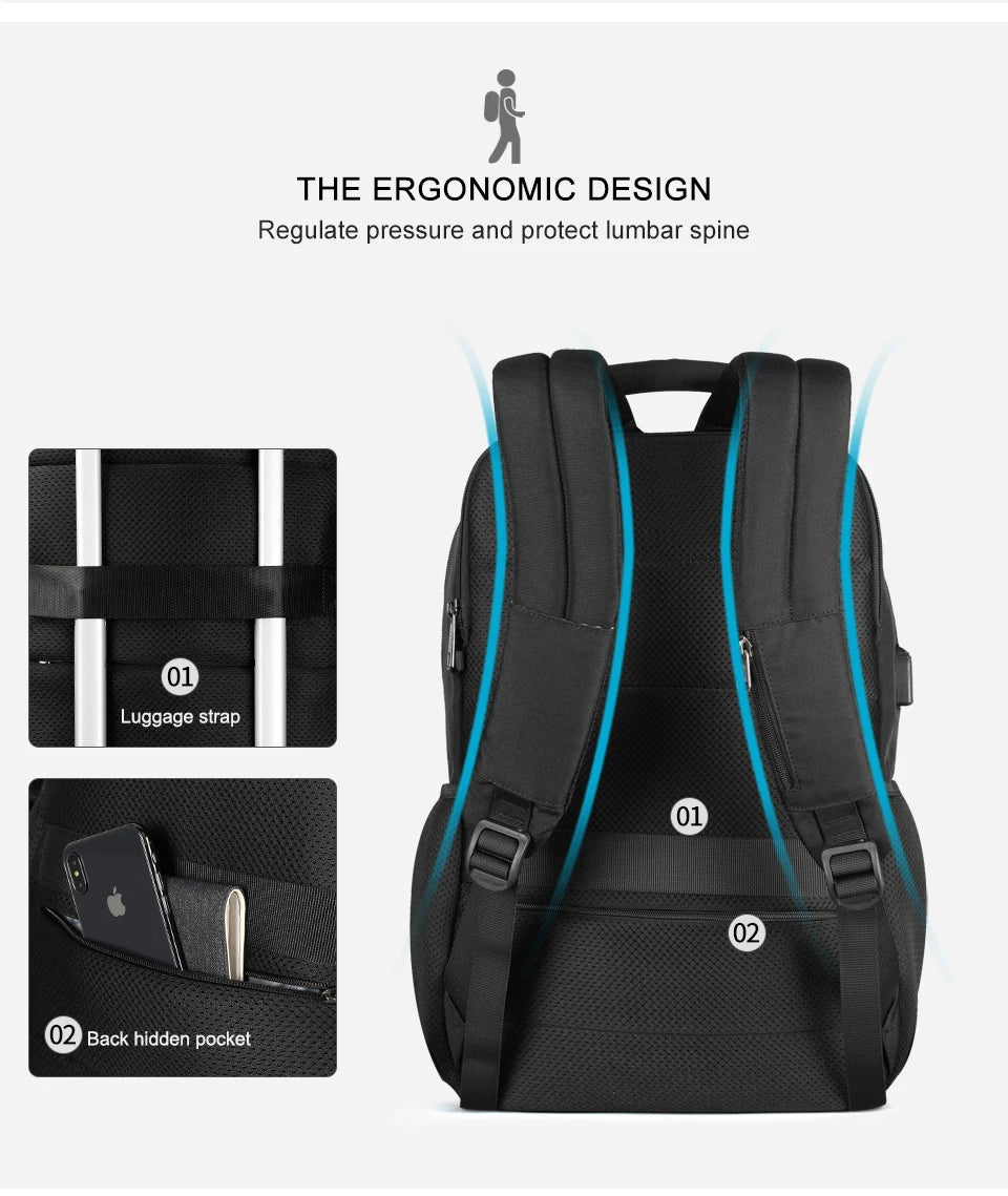 Lifetime Warranty Backpack Men 15.6 17inch Laptop Backpack Waterproof Bag With 4.0A USB Charging Port Travel Backpack For School