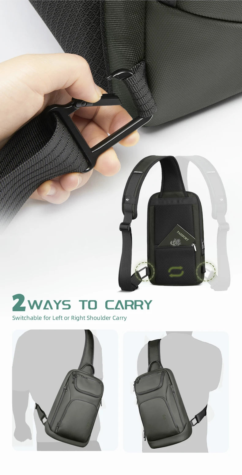 HK Fashion Crossbody Bags for Men Oxford Lightweight Chest Bag Fit 11 inch iPad Waterproof Messenger Sling Pack Leisure Satchel
