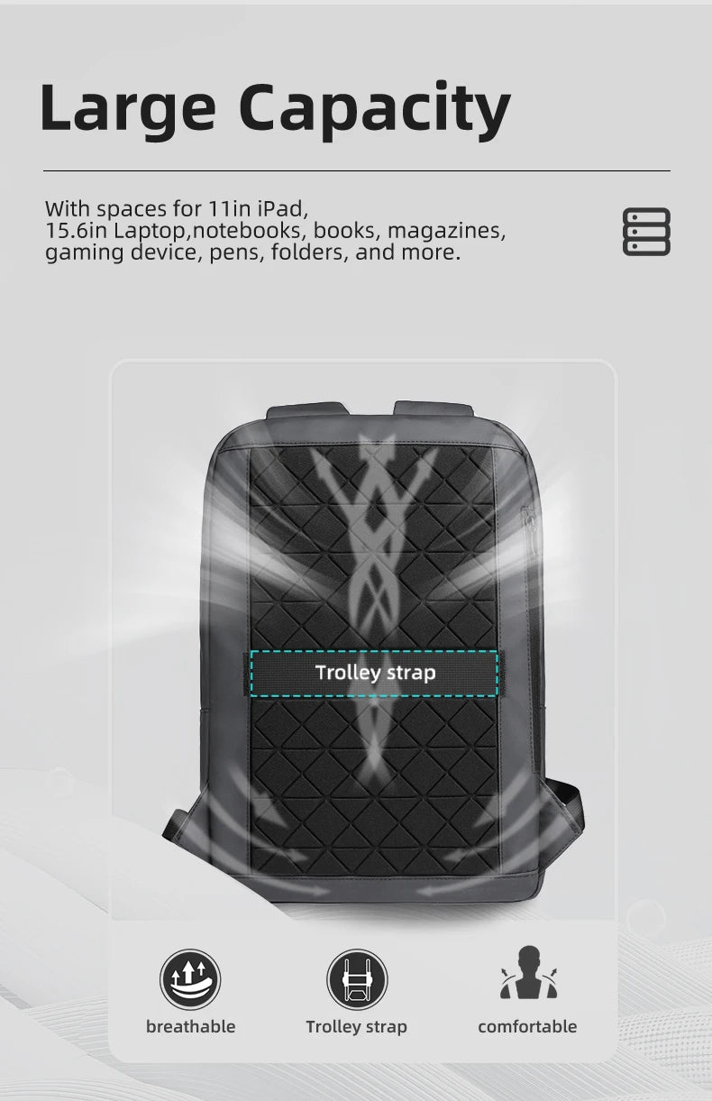 HK Lightweight Business Backpack Men Waterproof 15.6 inch Laptop Backpack with USB Port Anti-theft College Computer Bag for Work