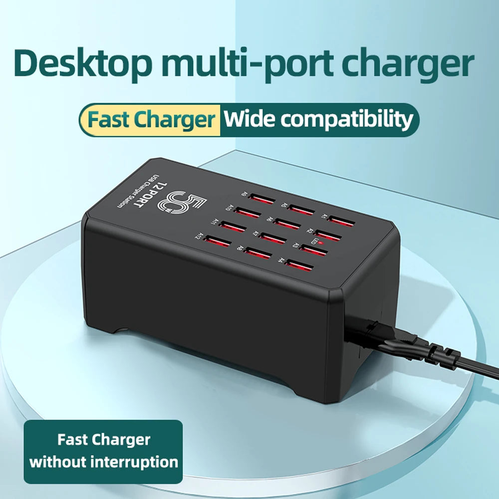 USB Charger 12/30 Ports Universal Wall Desktop Fast Charging Station Dock for Mobile Phone Power Adapter