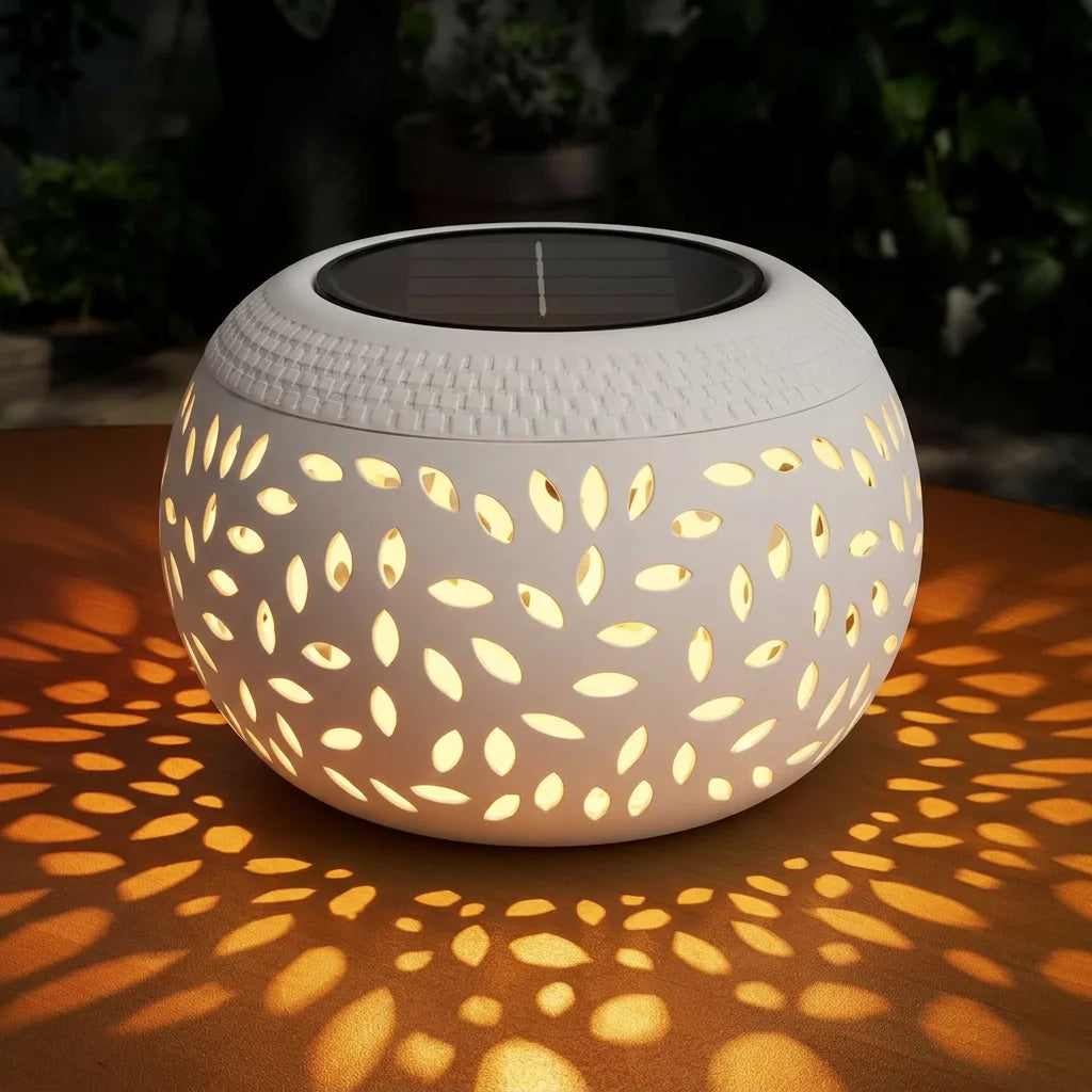 Solar Table Lights Metal Outdoor Decoration Solar Garden Lantern Waterproof with Shadow Projection Light for Patio Lawn Pathway