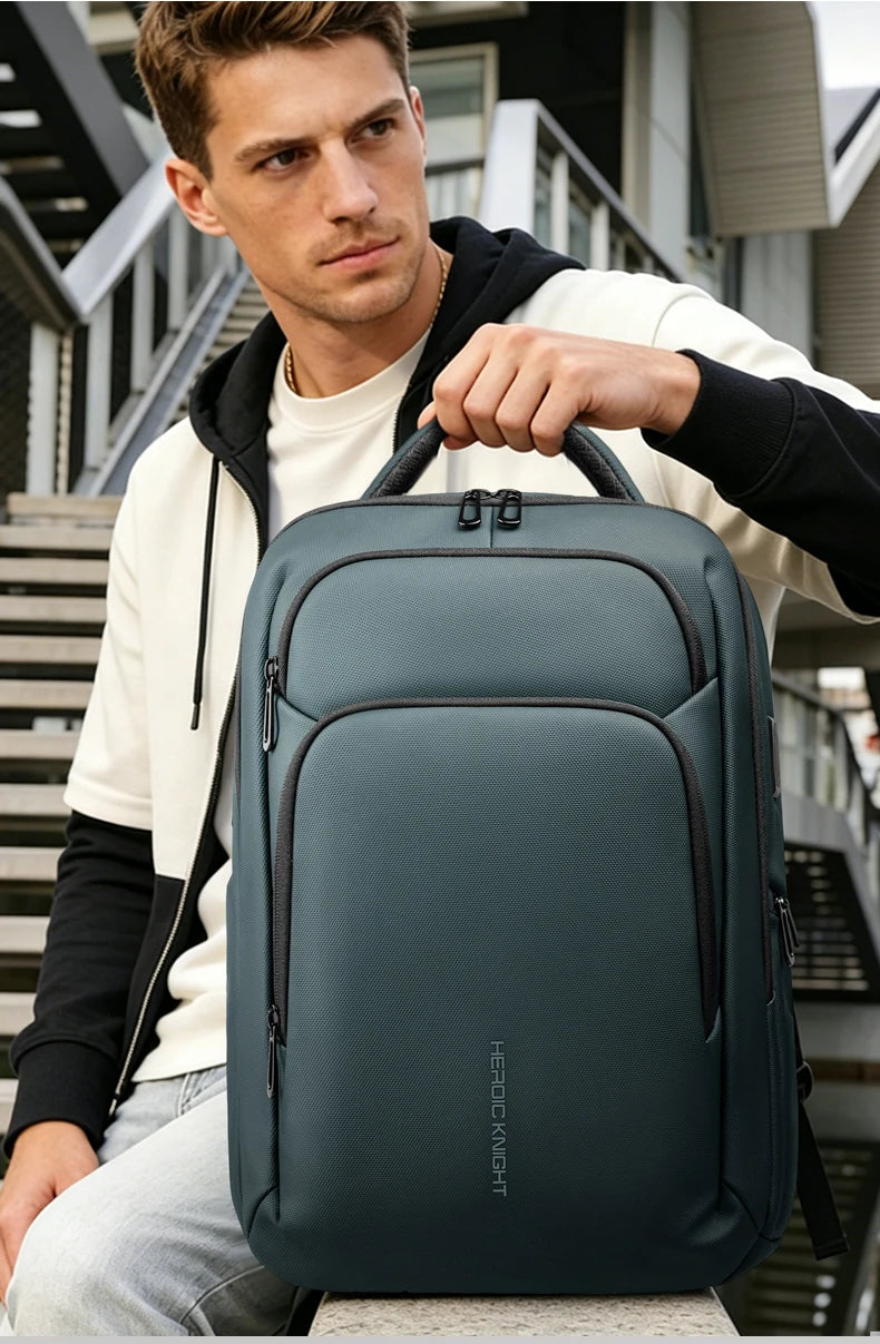 HK-Laptop Backpack Waterproof Embossed Oxford Fabric Large Capacity USB-Equipped Backpack for Commuting School and Business