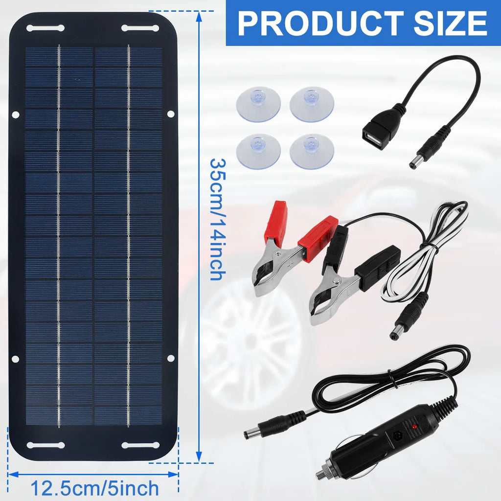 Solar Panel 12v Trickle Charger for Car Battery Solar Battery Maintainer Car Truck Boat RV Motorcycle Marine Trailer Power Bank